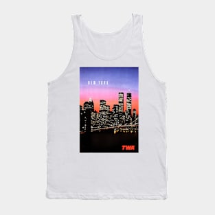 NEW YORK Nightfall Skyline Airplane Vintage Travel Tank Top